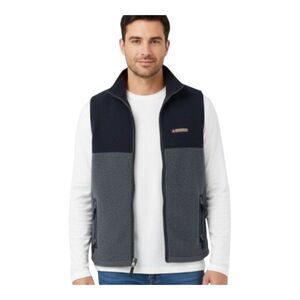 Y2K Abercrombie Genuine Brand Vintage Full Zip Fleece Vest XL Gray & Navy Blue